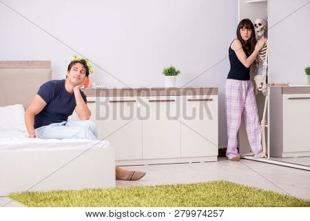 Concept of Skeleton in the cupboard or closet