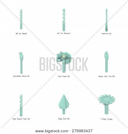 Auger Icons Set. Cartoon Set Of 9 Auger Icons For Web Isolated On White Background