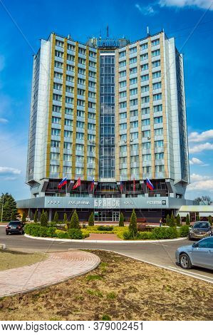 Hotel Bryansk. The Central Hotel Of The City Against The Blue Spring Sky. Bryansk, Russia-april 2018