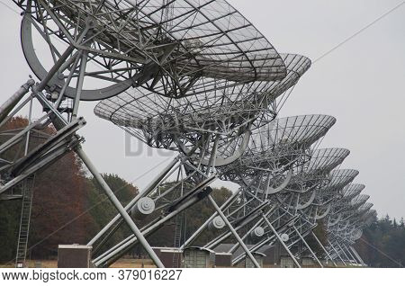 Radio Telescopes Near The Village Of Westerbork, The Netherlands.