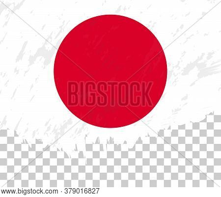 Grunge-style Flag Of Japan On A Transparent Background. Vector Textured Flag Of Japan For Vertical D