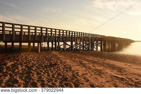 View During Golden Hour Of Powder Point Bridge.