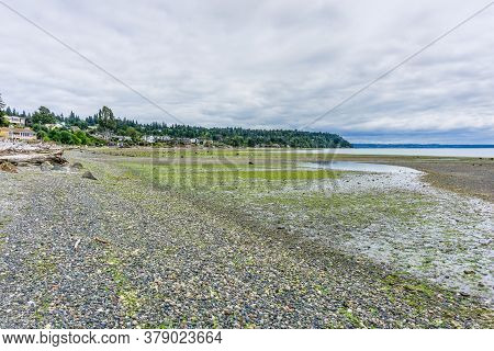 The Tide Is Out At Normany Park In Wasington State.