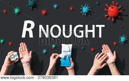 R Nought Theme With Hygiene And Viral Objects