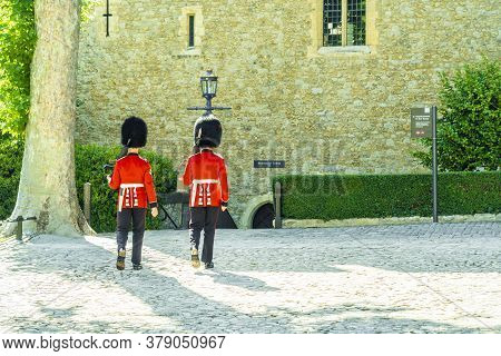 June 2020. London. Queens Guards At The Tower Of London A Unesco World Heritage Site, London, Englan