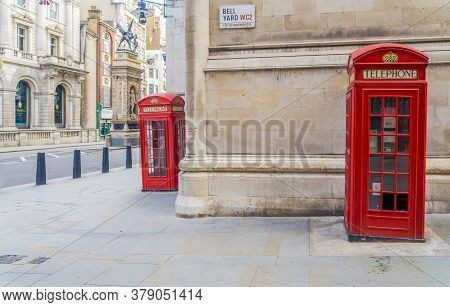 June 2020. London.call Box On Fleet Street N Holborn, London, Uk, Europe