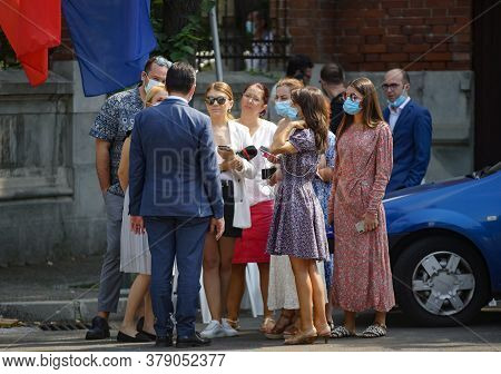 Bucharest, Romania - August 02, 2020: Ludovic Orban Speaks With Journalists At The National Politica