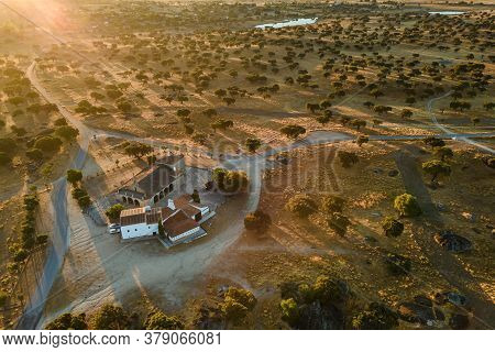 Landscape With Christian Hermitage Near Arroyo De La Luz. Ermita De La Luz. Extremadura. Spain.
