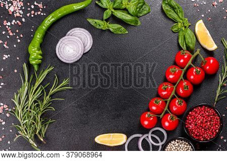 Fresh Fish Seabass And Ingredients For Cooking