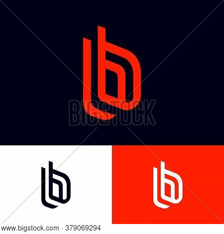 B Letters On Different Backgrounds. Double B Monogram Consist Of Red Elements. This Logo Can Be Used