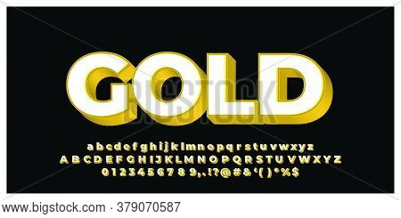 Clean 3d White And Gold Font Styles Design Templates