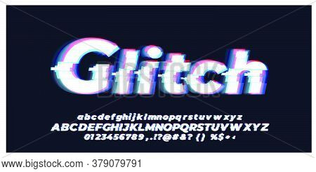 Glitch Glow Font Style Design Template Vector