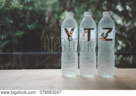 Bangkok, Thailand - August 2, 2020 : Plastic Bottle Drink Water 