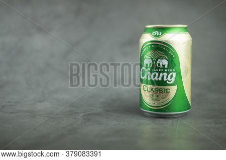 Samut Prakan, Thailand - August 2, 2020 : Can Of Chang Beer By Thaibev, Thailand Largest And One Of 