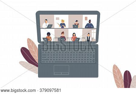 The Concept Of Business Videoconference,distance Learning Or Online Training During The Virus Epidem