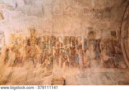Martvili Canyon, Georgia - September 15, 2017: Fresco About First Council Of Nicaea On Wall Of Gelat