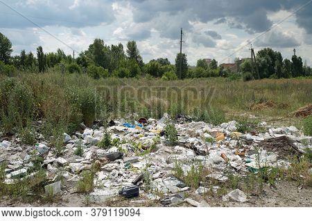Ukraine, Irpin - July 21, 2020: Thoughtless Pollution Of The Environment With Household Waste.