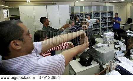 Salvador, Bahia / Brazil - December 17, 2014: Employees Of The Regional Labor Court In The City Of S