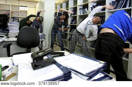 Salvador, Bahia / Brazil - December 17, 2014: Employees Of The Regional Labor Court In The City Of S
