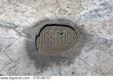 Mud Geyser Or Mud Volcano. Geological Formation. Particular Hydrogeological Conditions Generally All
