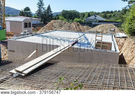 Cellar Made Of Prefabricated Concrete Walls As Waterproof Construction Of A Detached House