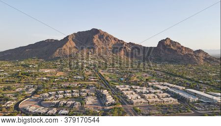 Camelback Mountain, located in Phoenix and near Scottsdale,Arizona,USA