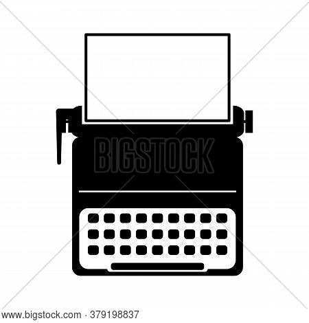 Typewriter Portable Retro Icon Vector Art Logo Illustration