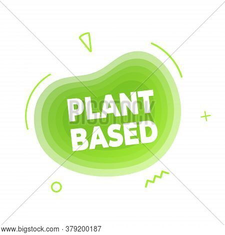 Plant Based Vegan Diet Icon Sign With Modern Liquid Abstract Elements Graphic Gradient Flat Style De