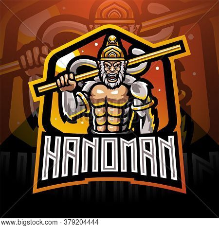Hanoman Esport Mascot Logo Design With Text