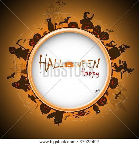Happy Halloween z diabelstwa w ilustracji wektorowych mgła