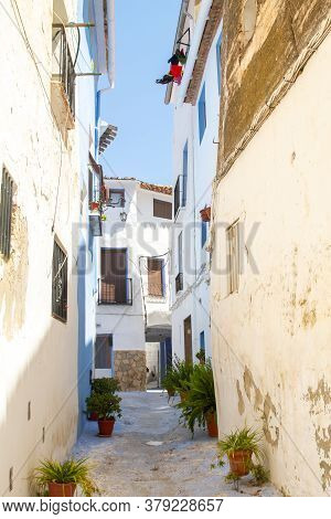 Chelva, Spain - June 29, 2020: View From The Empty Streets Of The Village In Summer After Covid-19 L