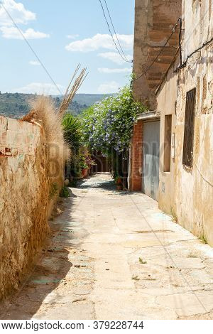 Chelva, Spain - June 29, 2020: View From The Empty Streets Of The Village In Summer After Covid-19 L