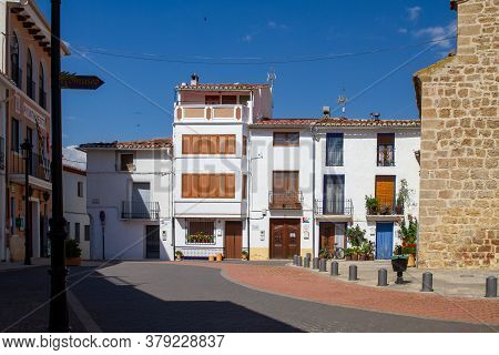 Aras De Los Olmos, Spain - June 29, 2020: View From The Empty Streets Of The Village In Summer After