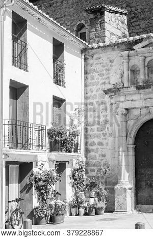 Aras De Los Olmos, Spain - June 29, 2020: View From The Empty Streets Of The Village In Summer After