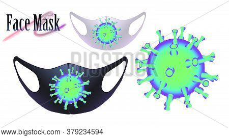 Design Template For Face Masks. Vector Illustration Of Coronovirus Concept. Figure Coronovirus Bacte