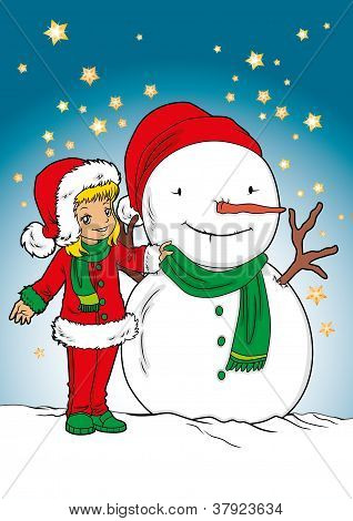 Frosty og santa pige