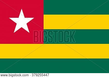 National Flag Of The Togo. The Main Symbol Of An Independent Country. An Attribute Of The Large Size