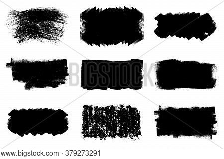 Paint Roller Distress Overlay Texture Set. Dirtty Isolated Basis. Artistic Messy Banner Background C