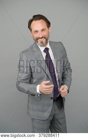 You Are Winner. Mature Employee Wear Formal Suit. Professional Occupation And Career. Business Profe