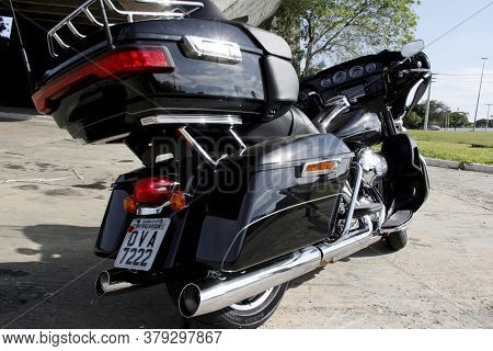 Salvador, Bahia / Brazil - April 8, 2014: Motorcycle Harley Davidson Cvc Ultra Limited, 1690 Cylintr