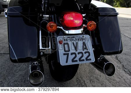 Salvador, Bahia / Brazil - April 8, 2014: Motorcycle Harley Davidson Cvc Ultra Limited, 1690 Cylintr