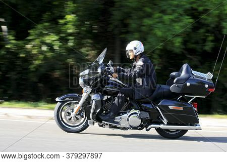 Salvador, Bahia / Brazil - April 8, 2014: Motorcycle Harley Davidson Cvc Ultra Limited, 1690 Cylintr