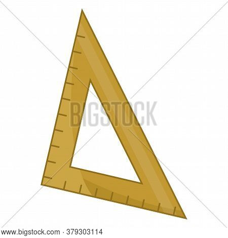 Wooden Square Ruler Icon. School Supllies Icon - Vector