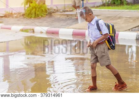 Kanchanaburi,thailand-july 2,2020:thai Students Wear Various Medical Masks To Prevent Themselves Fro