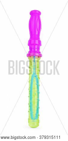 Plastic Bottle Of Soap Bubbles Isolated On White Background