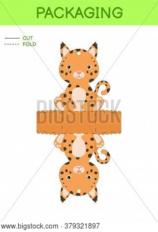 Diy Party Favor Box Die Cut Template Design For Birthdays, Baby Showers With Cute Lynx For Sweets, C