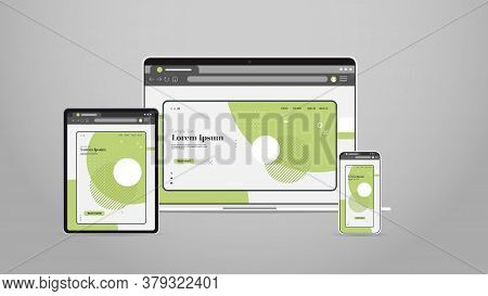 Laptop Tablet And Smartphone Screns Cross Platform Application Development Adaptive User Interface R