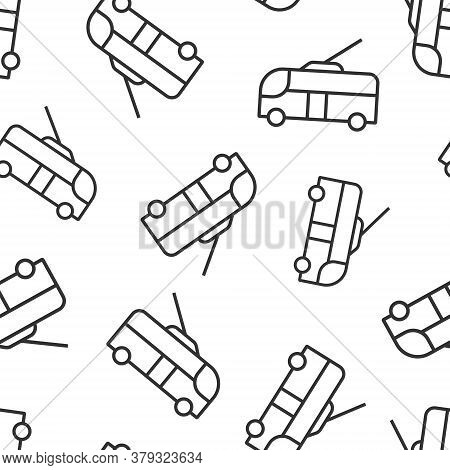 Trolleybus Icon In Flat Style. Trolley Bus Vector Illustration On White Isolated Background. Autobus