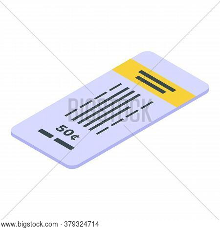 50 Cents Bus Ticket Icon. Isometric Of 50 Cents Bus Ticket Vector Icon For Web Design Isolated On Wh
