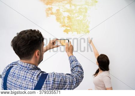 Ceiling Stains From Water Leakage And Flood